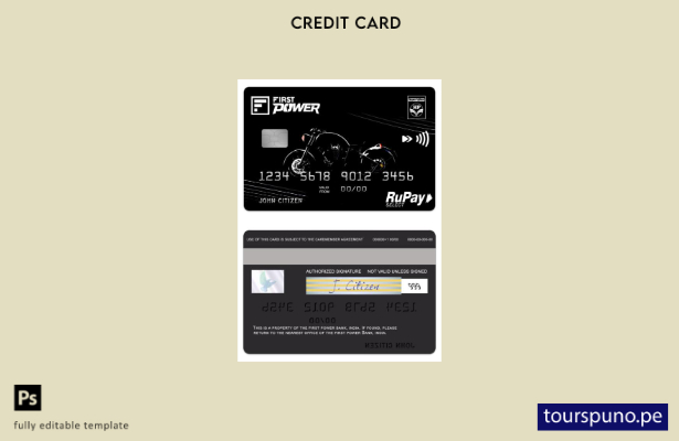 lista para imprimir plantilla de tarjeta de crédito IDFC First Power RuPay de In
